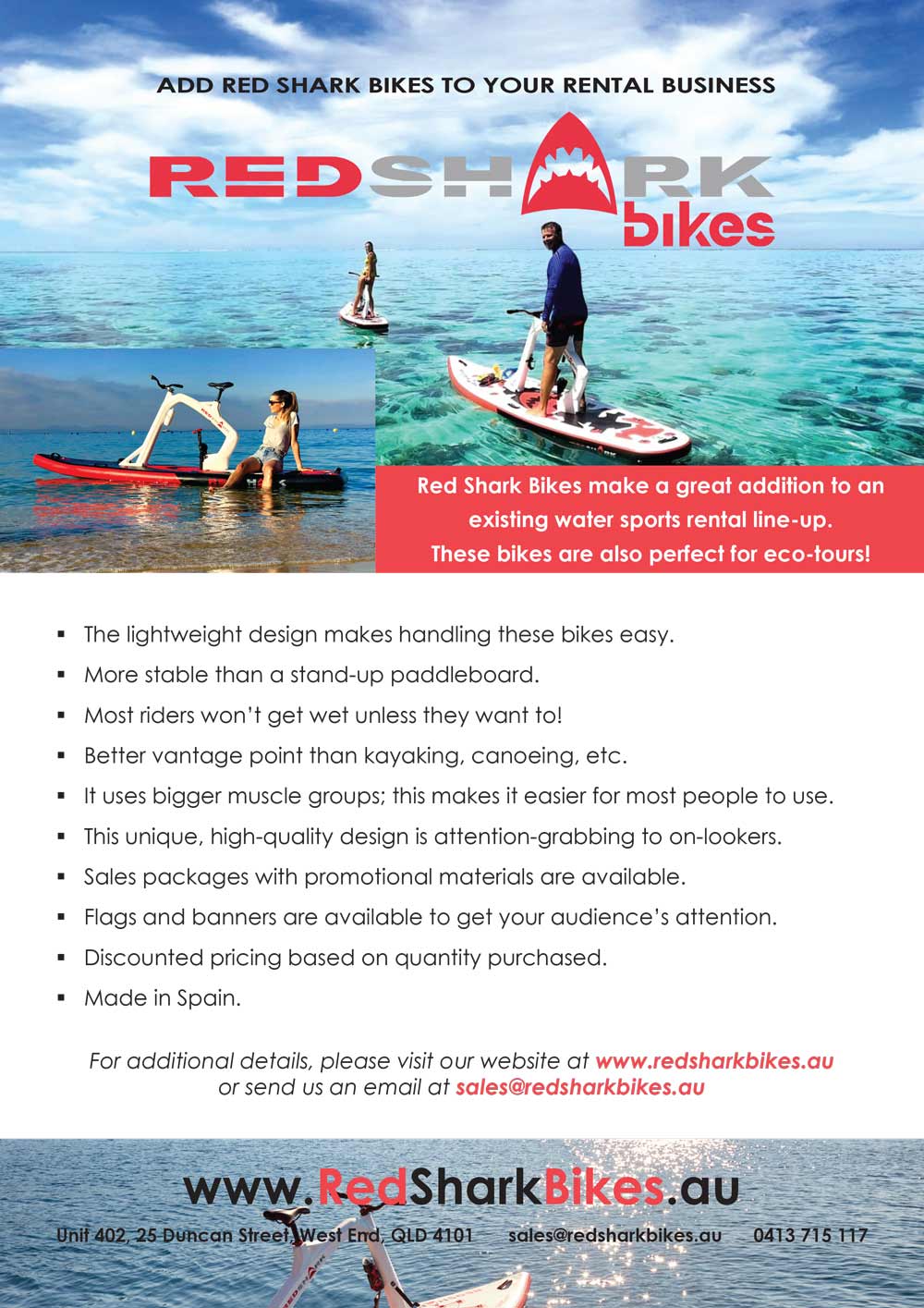 Red Shark Bikes Australia Rental Brochure